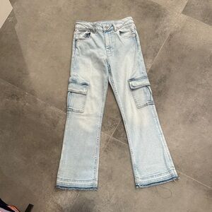 Zara Light Blue Flare Cargo Jeans